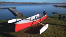 Lekka łódź wiosłowo - motorowa, skiff wędkarski, kanu, canoe