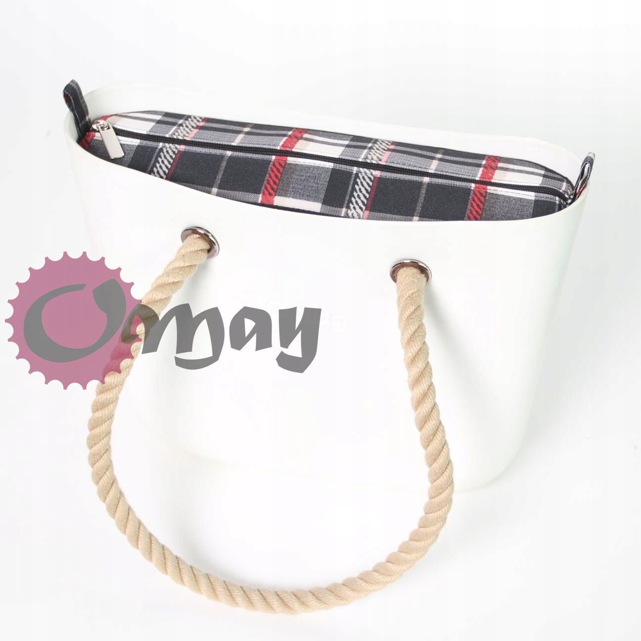 organizer OBAG MINI krata czarny beż czerwony 2 kieszenie wkład OMAY