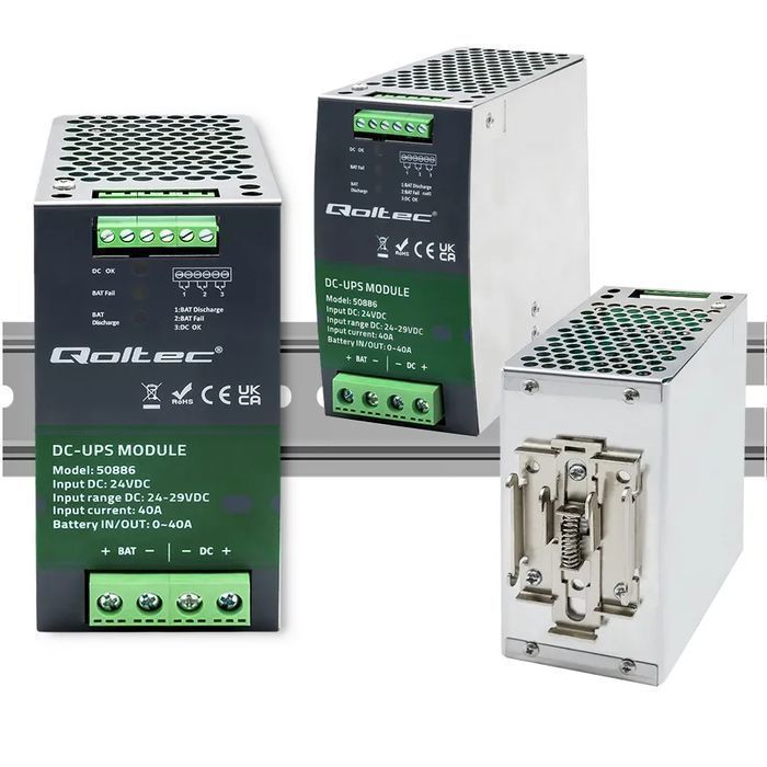Moduł UPS DC na szynę DIN Qoltec 40A 24V - 50886