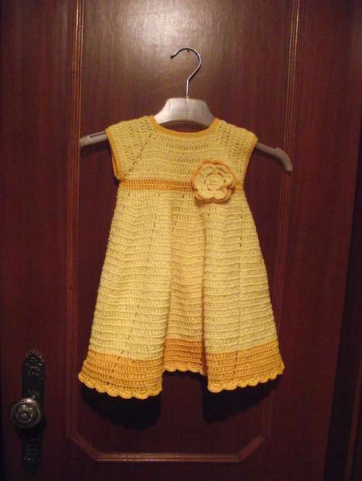 Vestido croché amarelo para menina 12 meses NOVO