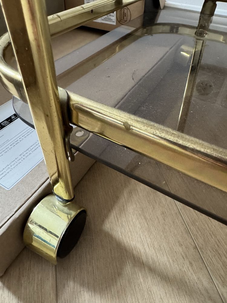 złoty barek stolik na kółkach z lat 70/80