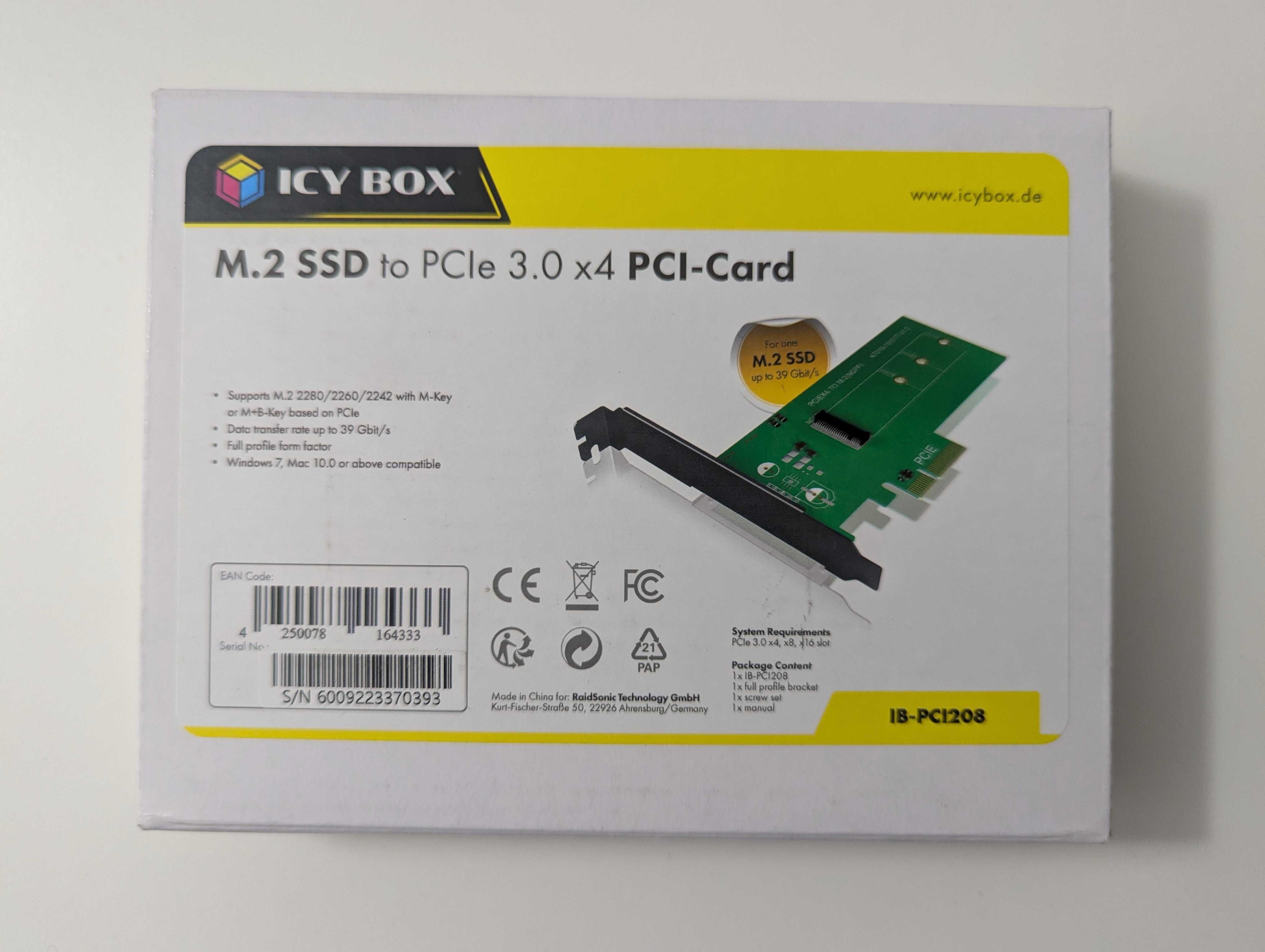 ICY BOX Kontroler PCI208 M2 PCIe 3.0 x4 Nowy