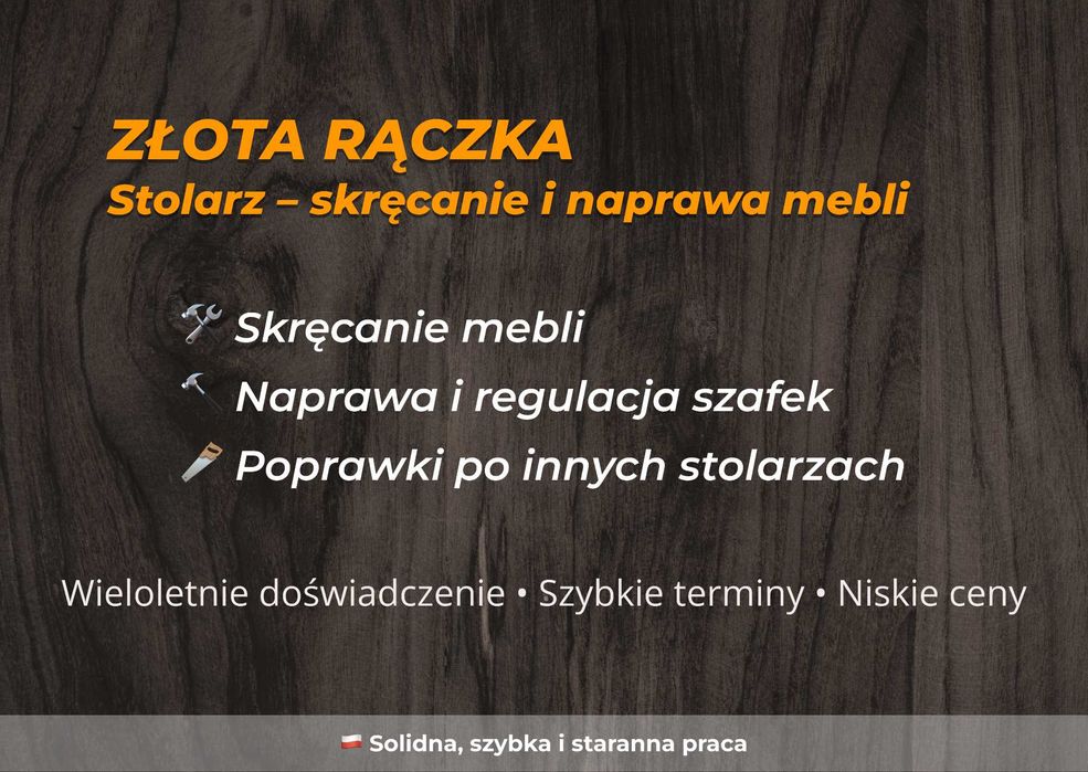 Stolarz – montaż, naprawa i regulacja mebli • Złota rączka
