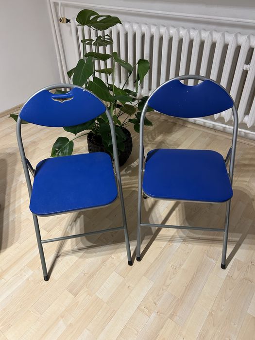 Kszesło krzesła niebieskie składane skóra jysk