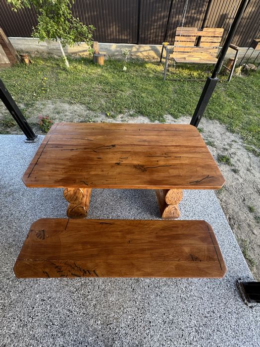 Ручна робота Дубовий Стіл/Лавочки Дуб Ясень Сад Епоксидна смола