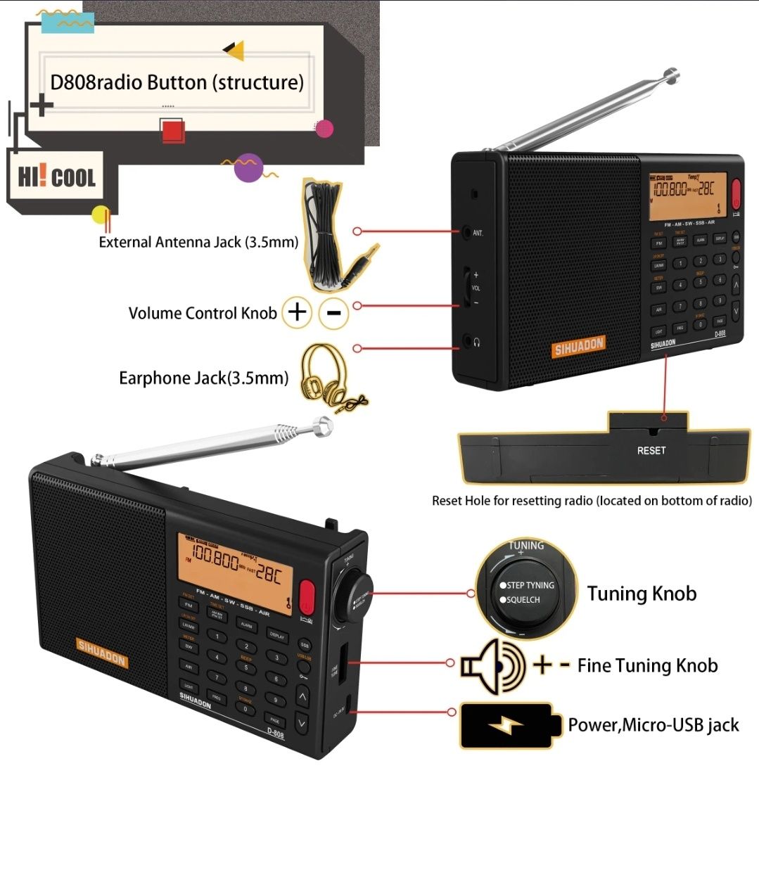 Радіоприймач     ХHDATA D-808