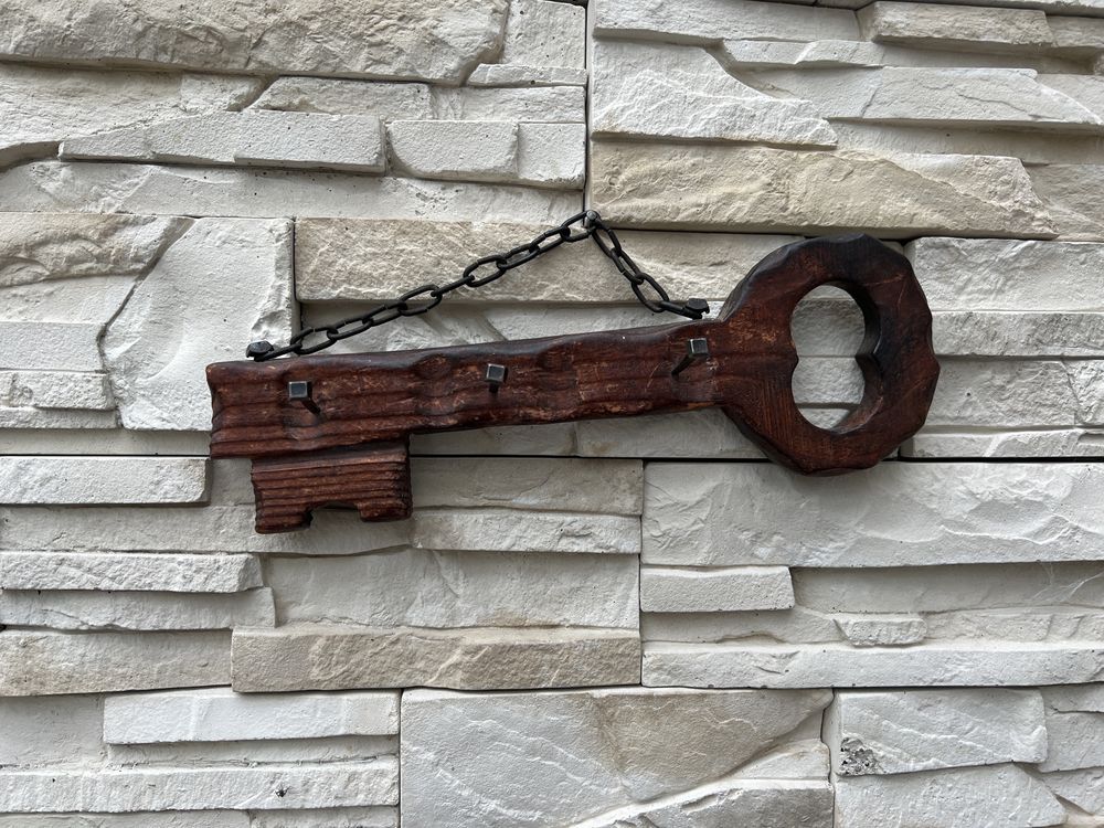 Handmade stary drewniany wieszak na klucze