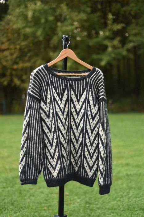 Vintage handmade wełniany sweter unisex damski męski 38 M