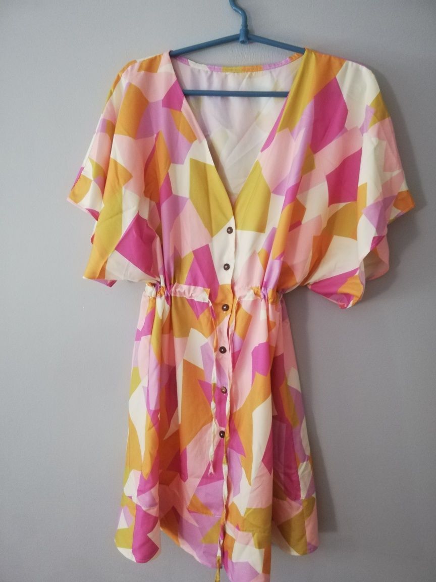 kolorowa sukienka S M kimono