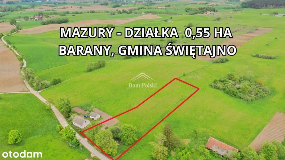 Działka na Mazurach 0,55 ha Barany