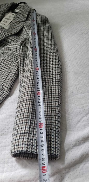marynarka w pepitkę Zara M 38 vintage nowa poduszki na ramionach