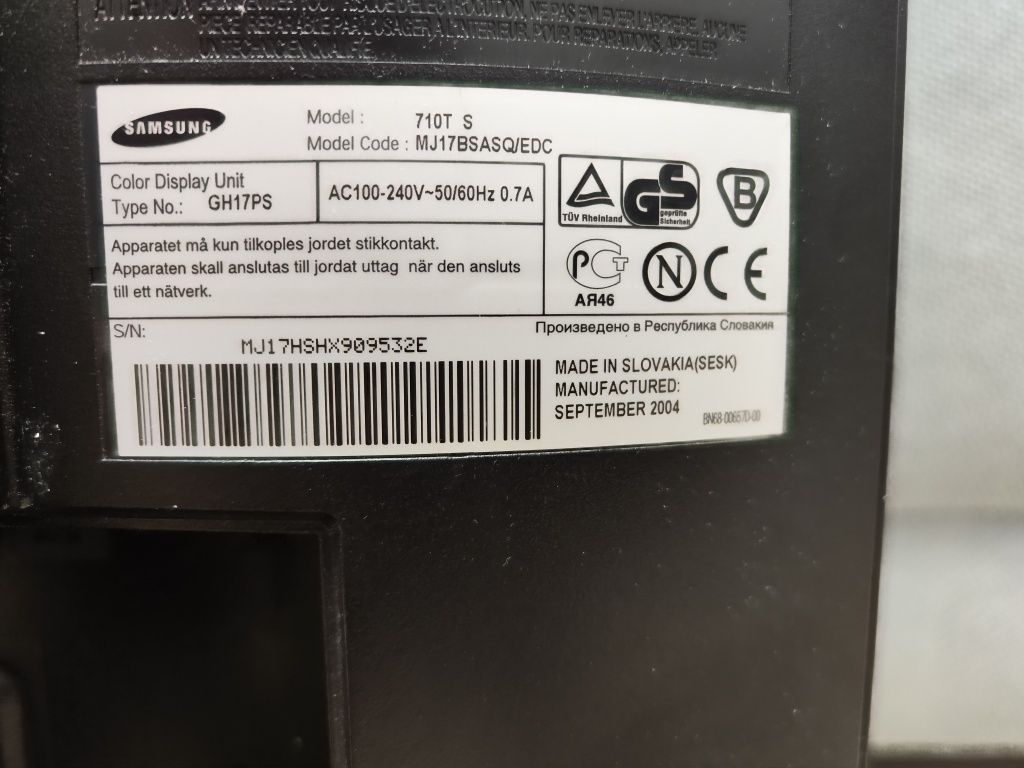 Монітор Samsung SyncMaster 710t 17" 17 дюймів