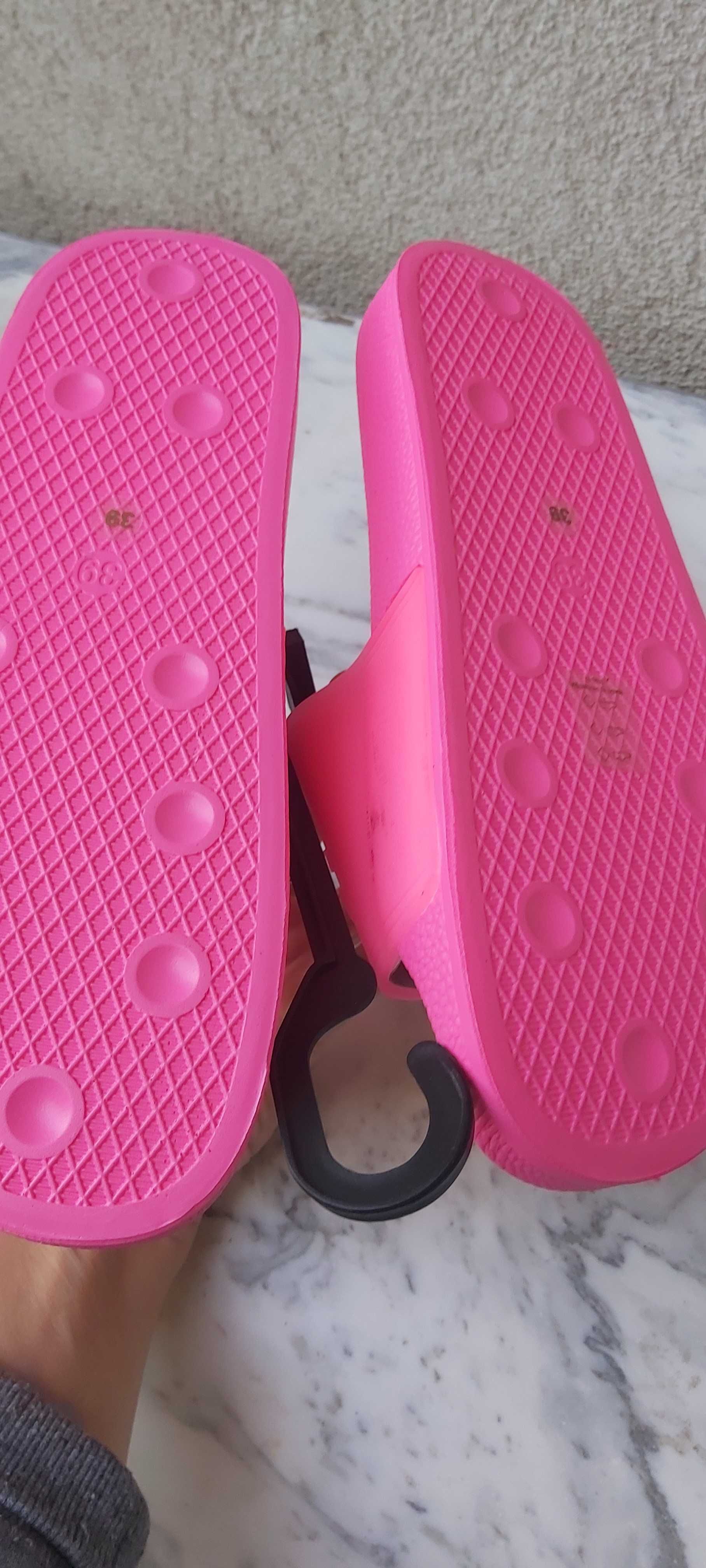 NOWE klapki GUESS neon różowe 39