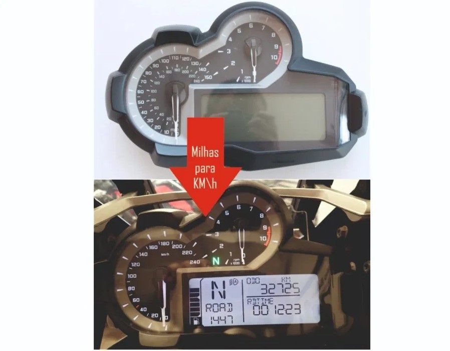 BMW R1200 GS e GSA Milhas para Km - Quadrante odometro painel completo