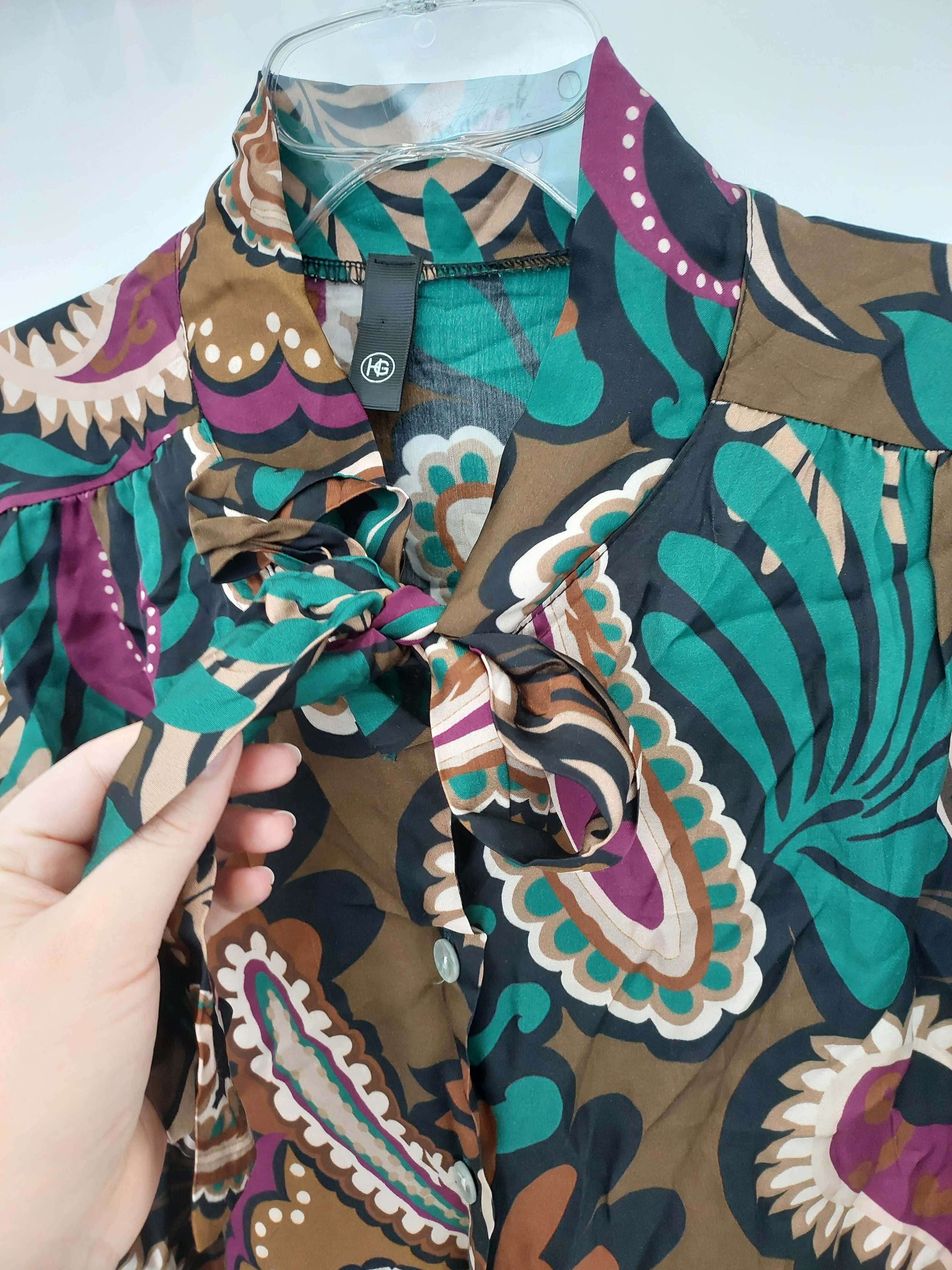 wzorzysta koszula H&G uniwersalny elegancka wiązana kokardka