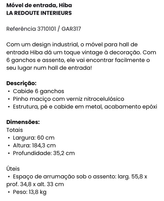 Movel de entrada - cabide