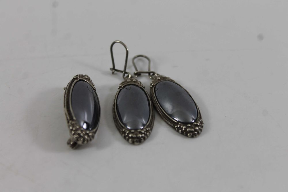 Srebrny komplet kolczyki i broszka 925