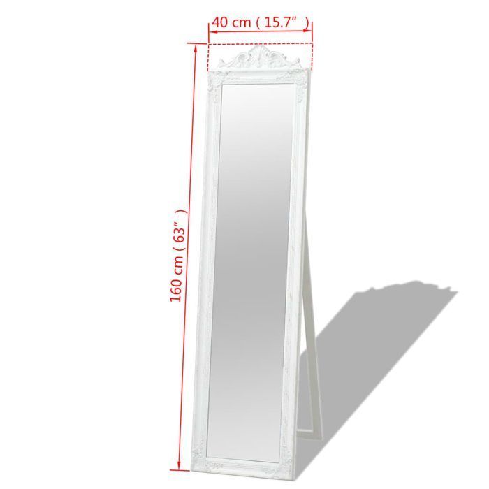 vidaXL Lustro wolnostojące w stylu barokowym 160x40 cm, białe
