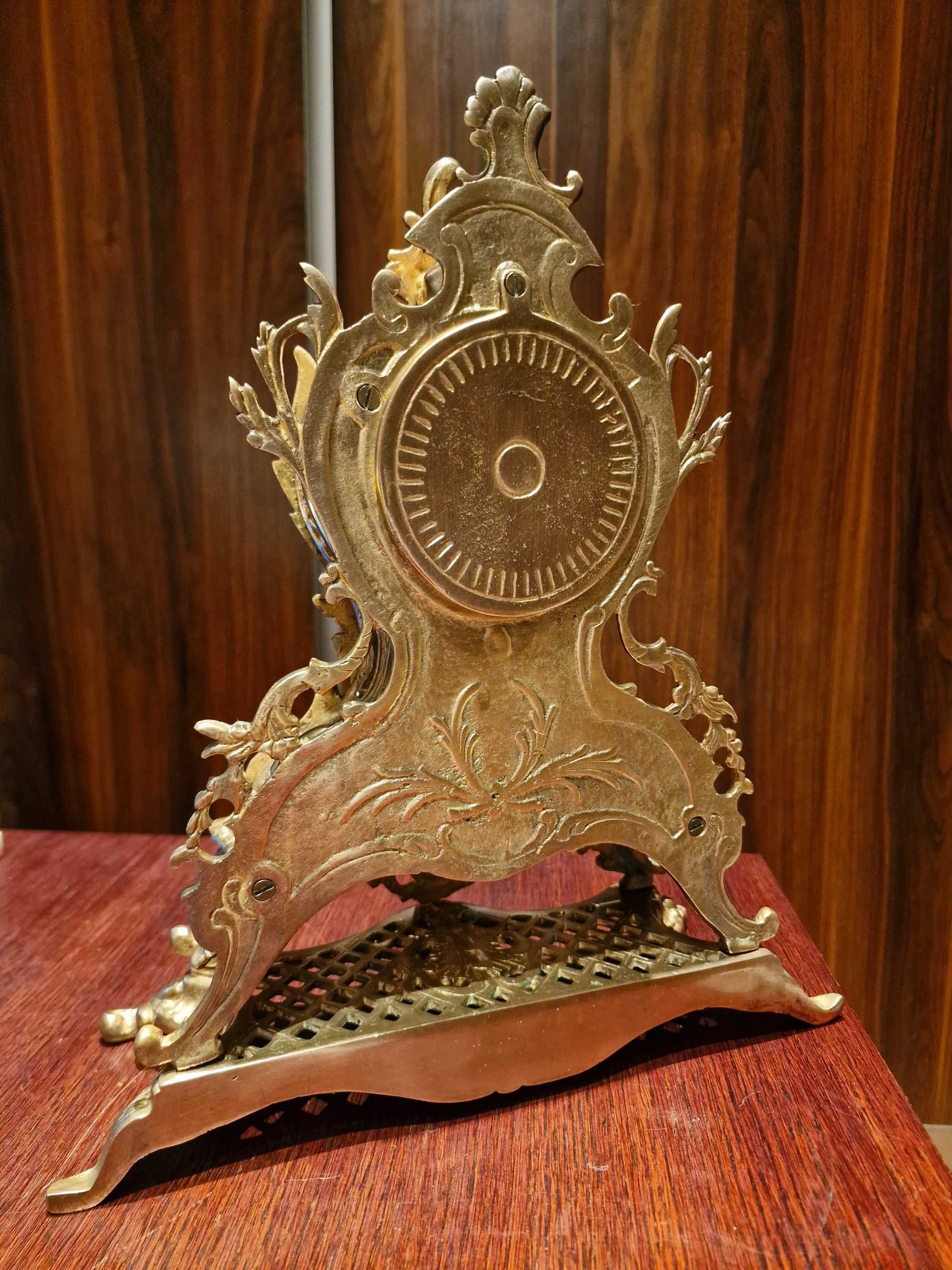 Zegar mosiężny kominkowy PRL oryginalne części, 4,5 kg