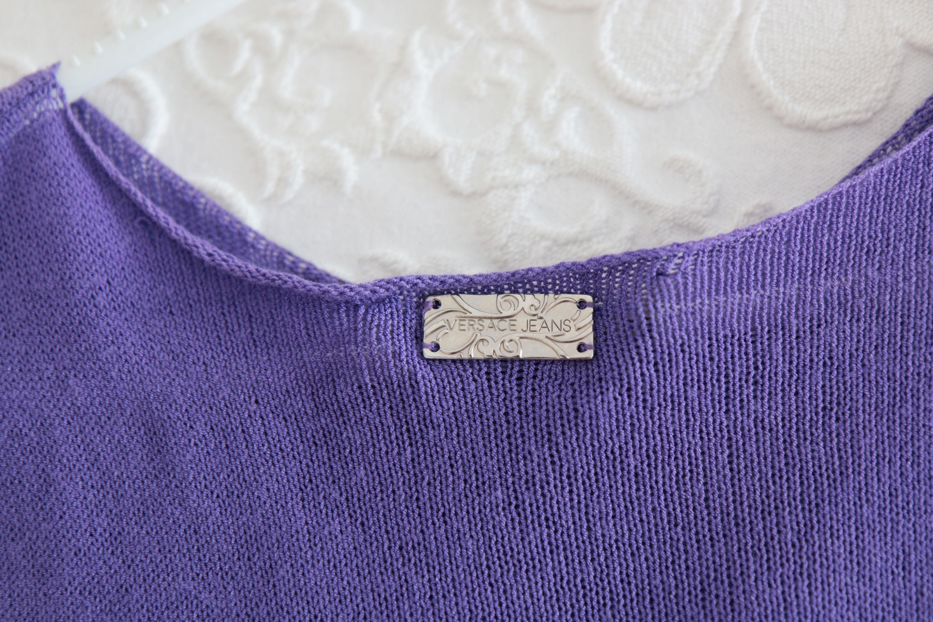 Pastelowa sukienka VERSACE JEANS XS/S prążkowana moliera2 fioletowa