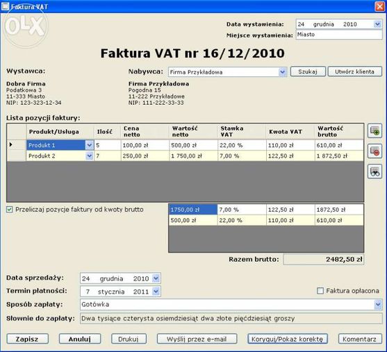Program do fakturowania, wystawiania faktur FV-Ando -prosty w obsłudze