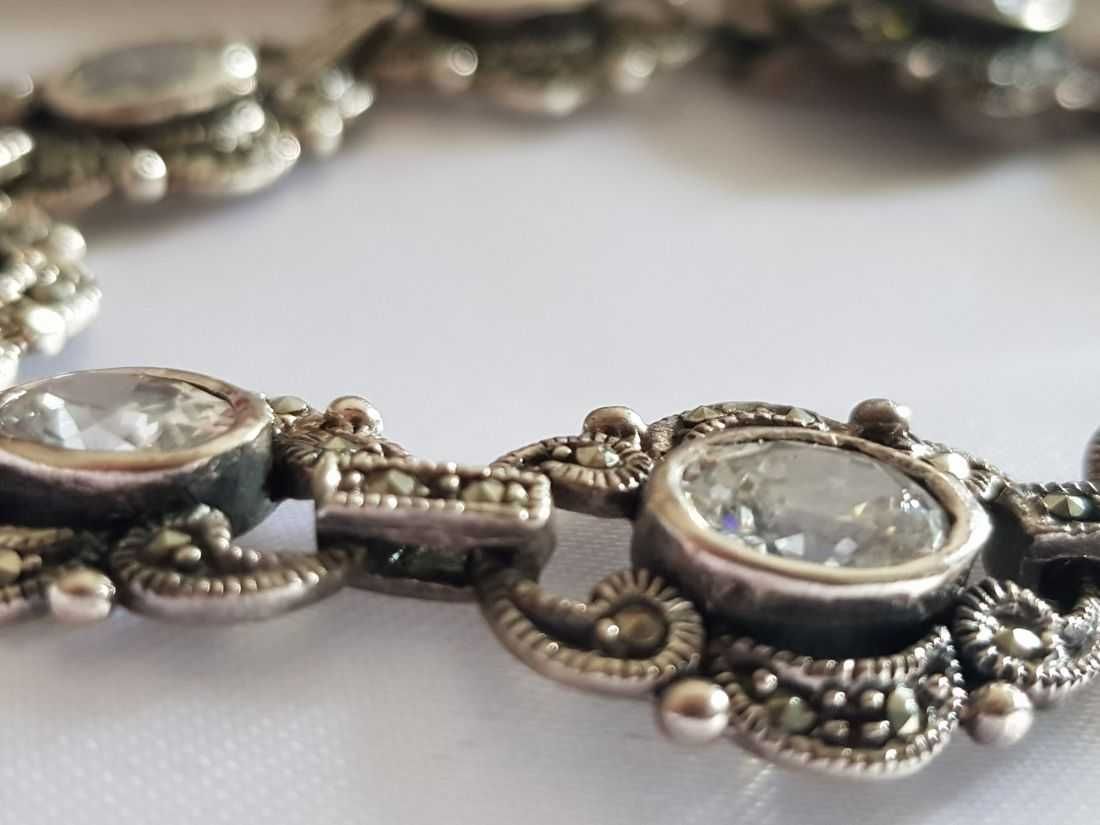 bransoletka unikatowa wysadzana cyrkoniami biżuteria koronkowa robota