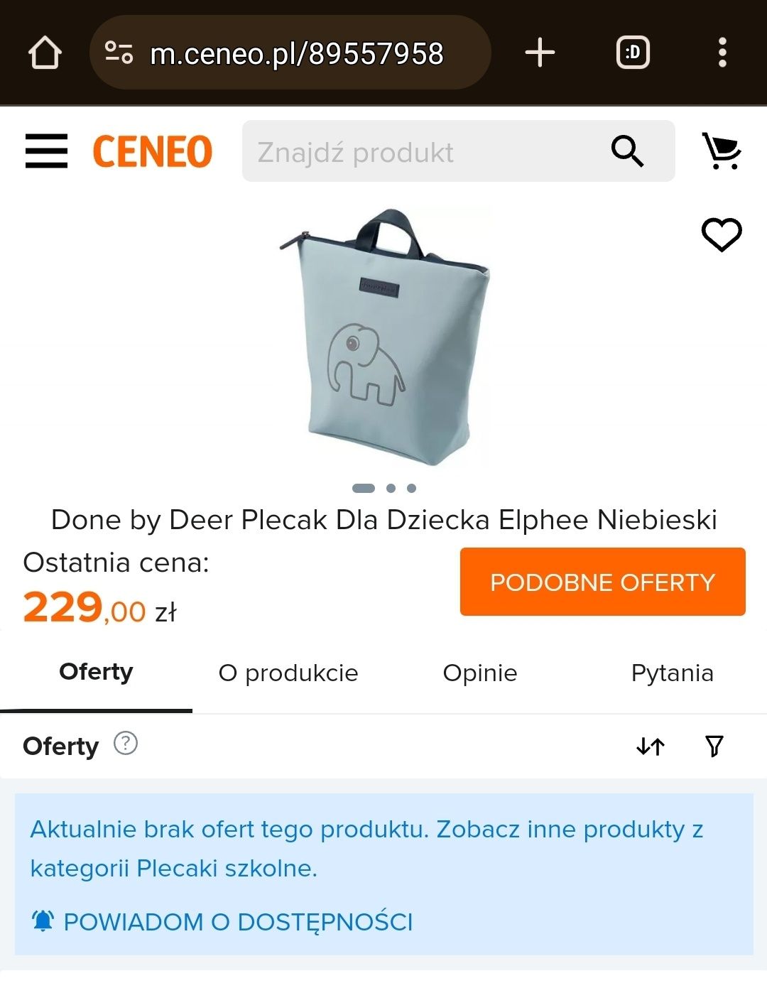 DONE BY DEER plecak ELPHEE BLUE dla przedszkolaka