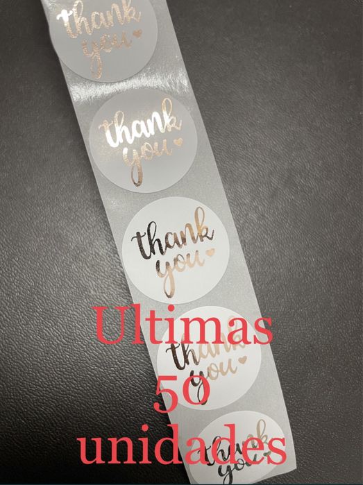 Autocolantes / Stickers em rolo "thank you" para Festas / Neg