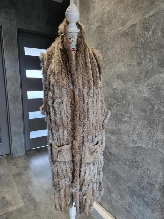 Futrzana kamizelka futro naturalne królik