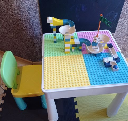 Stolik dziecięcy wielofunkcyjny, dwustronny, kompatybilny z LEGO