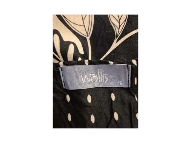 Spódnica Wallis XL 44 midi beżowo czarna kwiaty bawełna