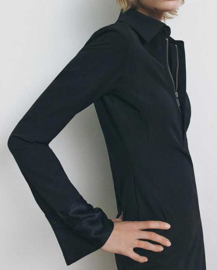 Zara ZW COLLECTION kołnierzem POLO,  Asymetryczny dół.
