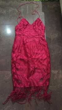 Sukienka czerwona za kolano roz. S/M