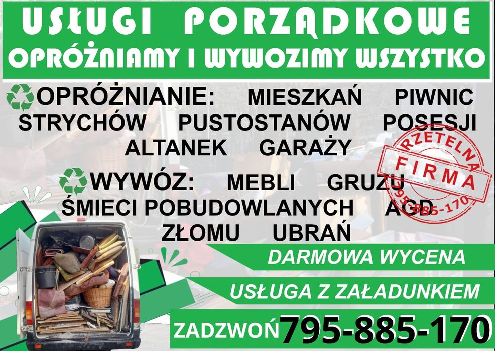 Wywóz, Opróżnianie , sprzątanie, utylizacja ,remont