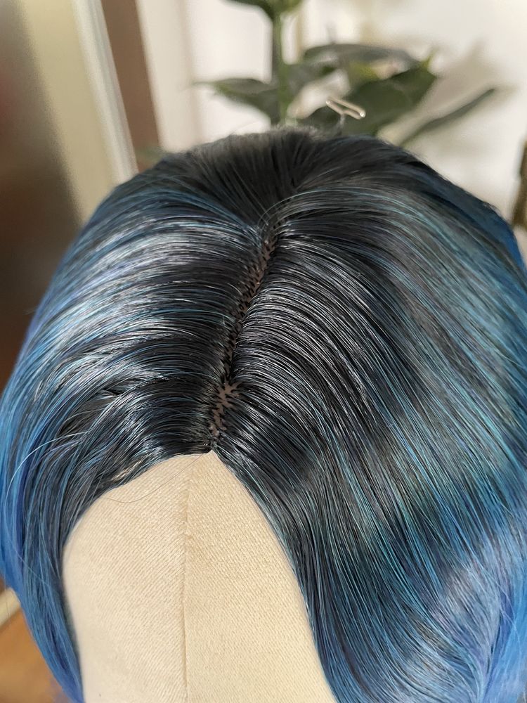 Niebieska Czarna Peruka Ombre Cosplay Anime Wig