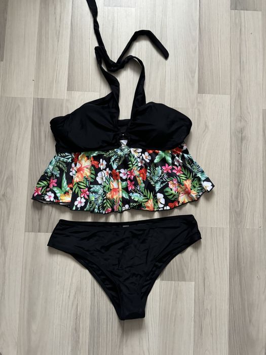 NOWE Sexowne Tankini Strój kąpielowy  XL czarno-wielokolorowe