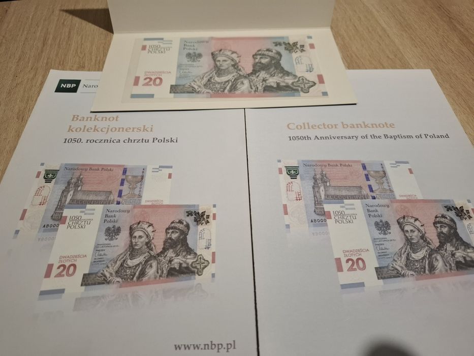 20 zł 1050. rocznica Chrztu Polski 2016 - Chrzest Polski - banknot