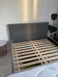 Rama łóżka tapicerowana NARRON, szary - Ikea 140x200 cm