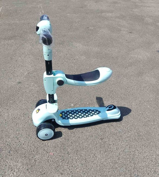 Самокат триколісний Maraton Jetta музичний. З сидінням. Бірюзовий