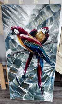 Obraz ręcznie malowany na płótnie papugi