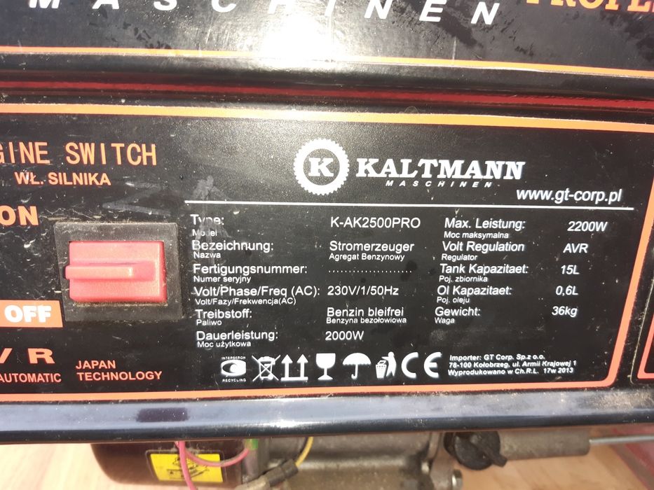 Agregat prądotwórczy 2,2 kW Kaltmann
