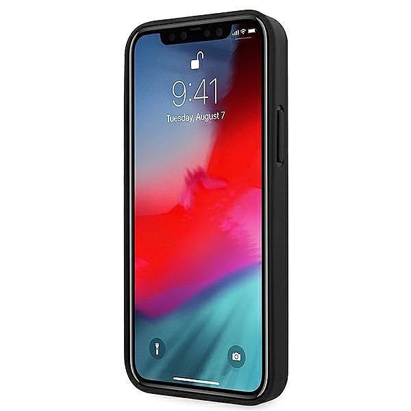 Etui AMG Leather Debossed Lines na iPhone 12 mini - czarne
