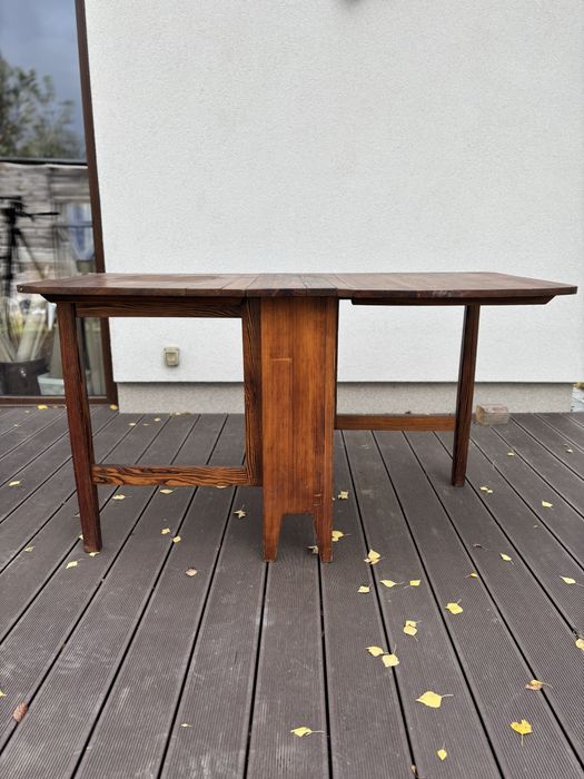Stylowy stół drewniany składany PRL jadalnia drewniane biurko vintage
