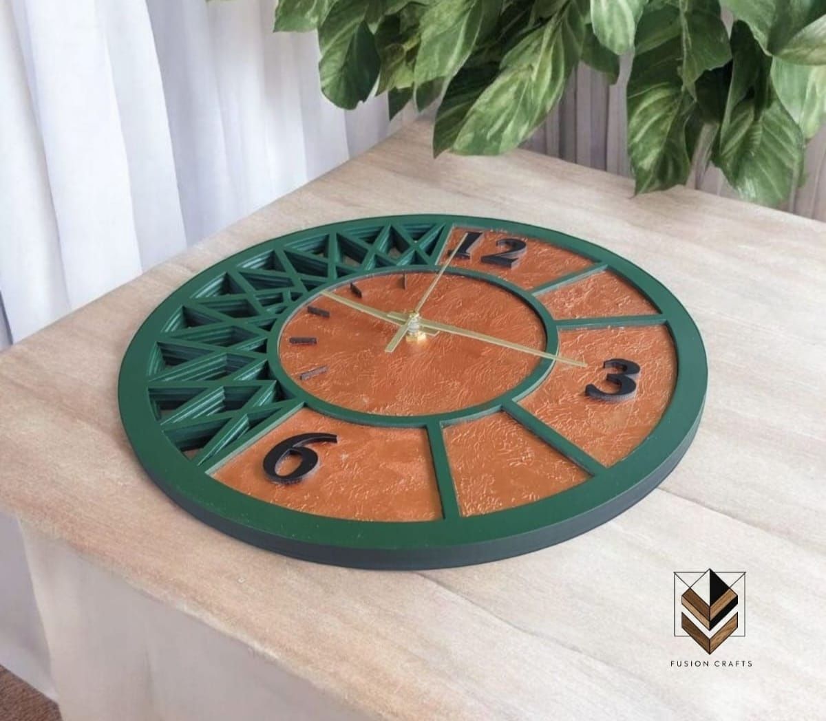 Zegar ścienny "Verdi Copper" 30 cm – ręcznie malowany, Fusion Crafts
