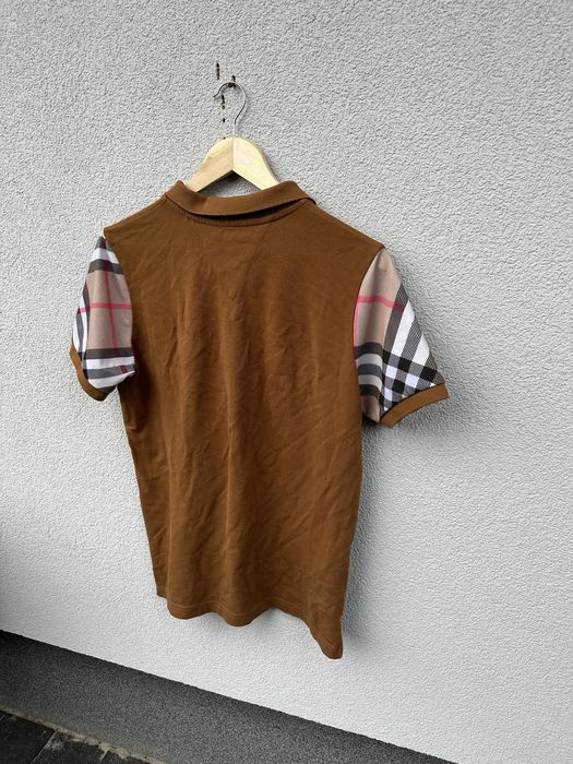 Burberry M brązowa musztardowa koszulka polo haft logo