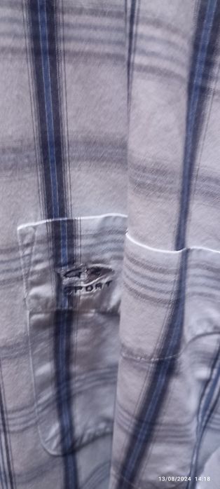 Camisa de manga comprida, risca azul