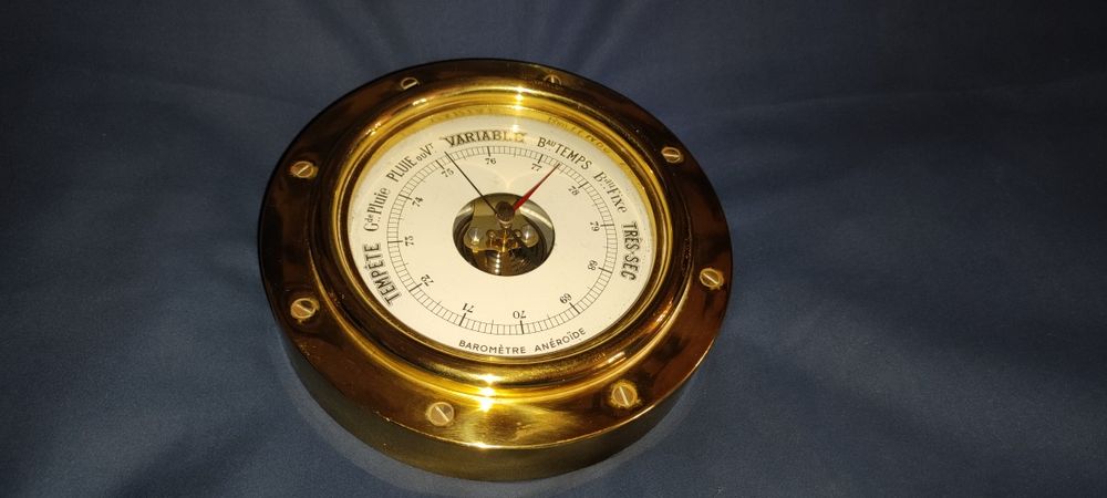 Stary barometr duży marynistyczny Francja René Dauchez a Paris unikat!