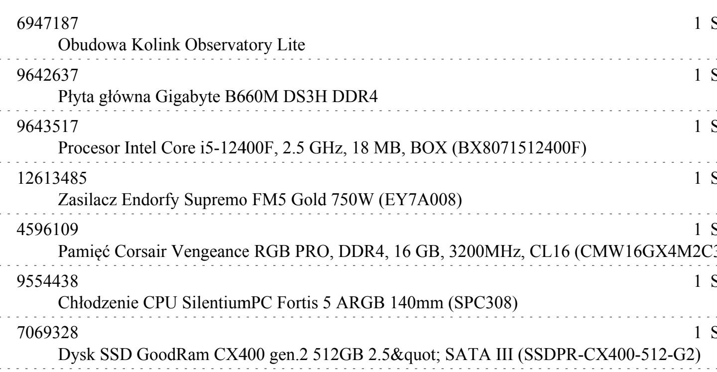 Komputer gamingowy i5 12gen 48gb ram rtx 3050