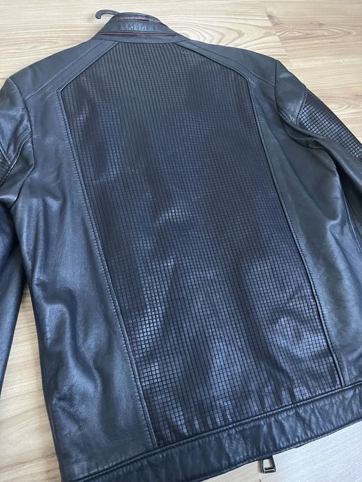 Kurtka skórzana męska S M Skóra granatowa