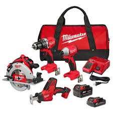 Milwaukee 3693-24CX – Zestaw 4 narzędzi akumulatorowych M18 Nowy z USA